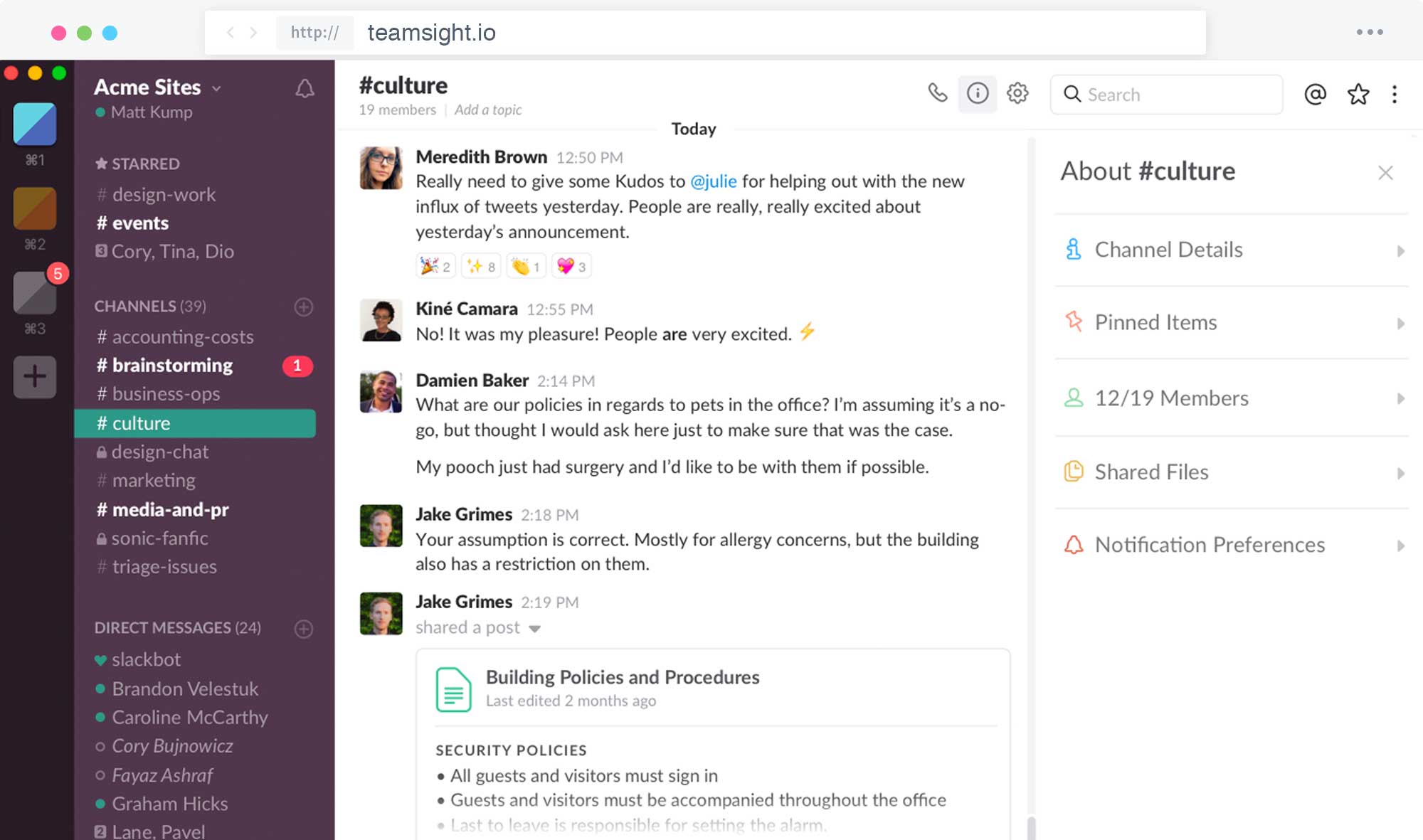slack usage users dashboard